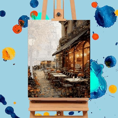 Paint by Numbers Kit for Adults, Street Cafe Acrylic Canvas Painting Set - Image 4