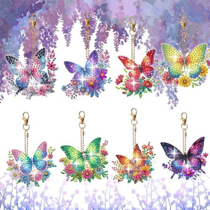 HuamuTech 5 Pcs/6 Pcs/8 Pcs Full Drill Keyring Special Shape Double Sided Diamond Art Keychain for Beginners Birthday Craftin - Image 2