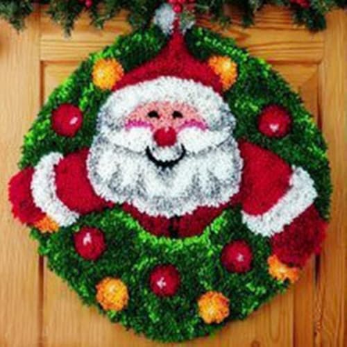 Latch Hook Kits for Adults - DIY Latch Hook Rug Kits, Crochet Kit for Beginners, Rug Making Kits with Printed Canvas, Gift Packaging. (Father Christmas, 20x20 inch) - Image 4
