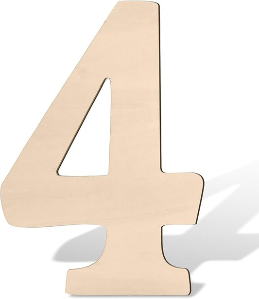 17 inch Large Wooden Numbers for Party Decor, Big Wood Number 4 for Wall Decor, Unfinished Blank Giant Wooden House Numbers, Wood Signs for Crafts, Birthday, Rustic Wedding, Christmas, Baby Shower