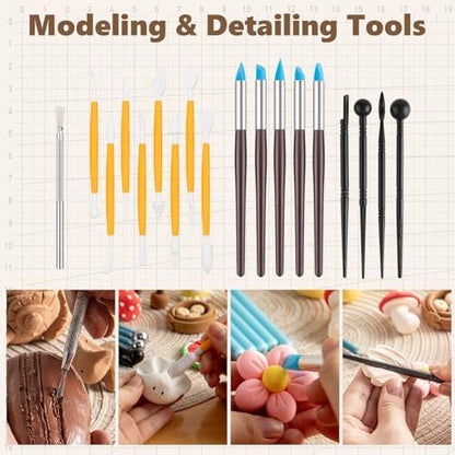 UUSYCUN 48PCS Pottery Tools for Sculpting, Clay Tool Kit for Carving, Modeling Ceramics, Pottery Kiln, Polymer Clay Tools for Trimming, Beginners, Pros, Adults, Supplies - Image 6