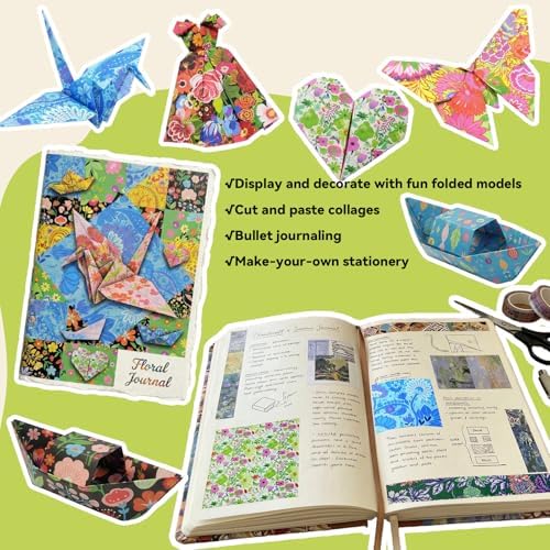 JoyCat Floral Botanical Patterned Origami Paper, 50 Sheets, 6x6 Inch - Image 6