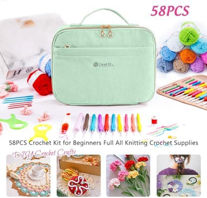 MYBAGZING Crochet Kit for Beginners,Yarn Starter Kit w/Hooks & Storage Bag - Image 4