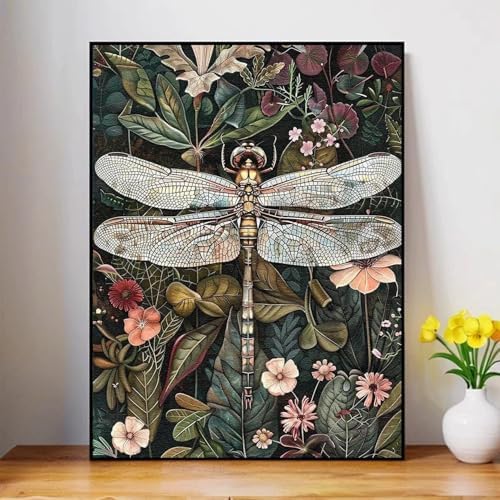 Framed Paint by Numbers Kit for Adults with Wooden Easel, Dragonfly, 16x20 inch - Image 3