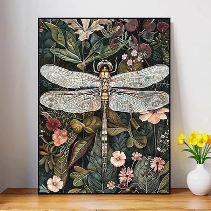 Framed Paint by Numbers Kit for Adults with Wooden Easel, Dragonfly, 16x20 inch - Image 3