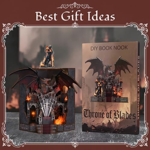 MiniCity Book Nook Kit - DIY Miniature House Kit for Adults and Teens, Dollhouse Booknook Tiny House Model Build Bookshelf Decor, Gifts for Family, Friends (Throne of Blade) - Image 6