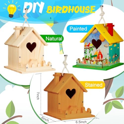 Juexica 2 Pack DIY Birdhouse Kits for Kids 8+ Build and Paint, Love Shaped - Image 3