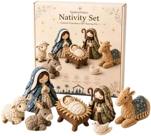DIY Quilted Fabric Nativity Set Sewing Kit, Detailed Hand-Stitch Holy Family Manger Craft Set, Nativity Ornament Making Project for Home Display & Faith-Based Decor Creation for Adults，Type B by Unknown
