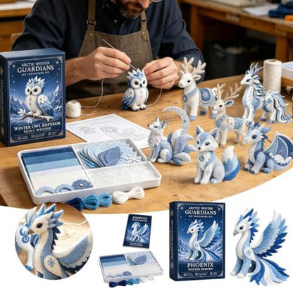 ROTORS Arctic Winter Guardians DIY Patchwork Kit, Pre Cut Felt Animal Sewing Kit, 3D Stuffed Creature Craft Set, Handmade Home Decor Gift for Beginners (Blue-D) - Image 6