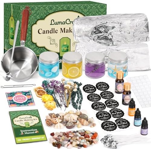 LumaCraft Clear Gel Wax Candle Making Kit – 2.2LB Transparent Jelly Wax with Boutique Fragrance Oils, Dyes, Glass Jars, Wicks & Decor Supplies, Luxury Complete DIY Starter Kit for Beginners & Adults by Unknown