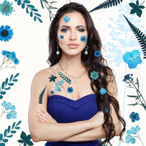 Fabbay 200 Pcs Dried Pressed Flowers Natural Leaves for Resin Nail, Blue - Image 5