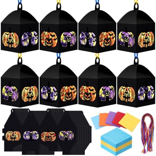 Maitys 16 Sets Halloween Paper Lantern Suncatcher Craft Kits for Adults by Maitys