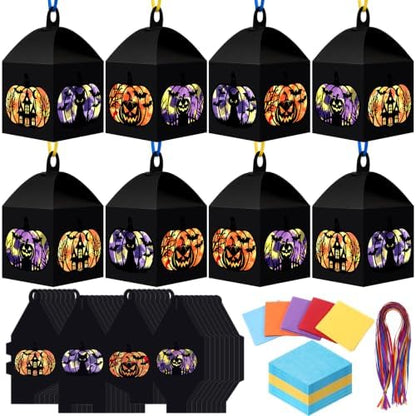 Maitys 16 Sets Halloween Paper Lantern Suncatcher Craft Kits for Adults by Maitys