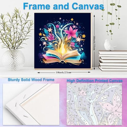 Artunion Framed Paint by Numbers Kit for Adults Beginners & Kids Ages 8-12,Mystical Book Flower Paint by Number with Frame,Flower Paint by Numbers Kit on Canvas 10 * 10 Inch Without Easel - Image 5