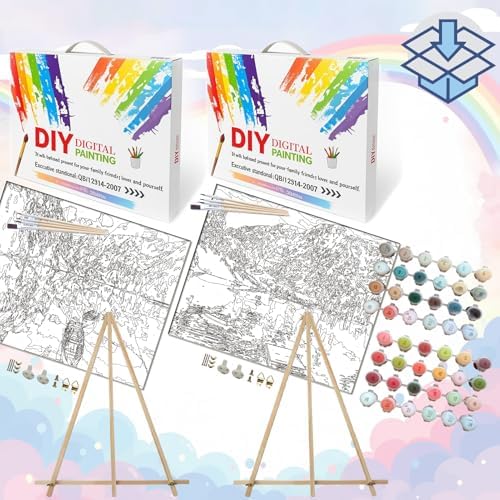 BAISITE Paint by Numbers Kit for Adults,16" Wx20 L 2 Pack Canvas for Painting Kits for Adults in Colorful Box 281282 Already Framed - Image 2