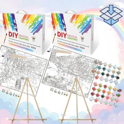 BAISITE Paint by Numbers Kit for Adults,16" Wx20 L 2 Pack Canvas for Painting Kits for Adults in Colorful Box 281282 Already Framed - Image 2