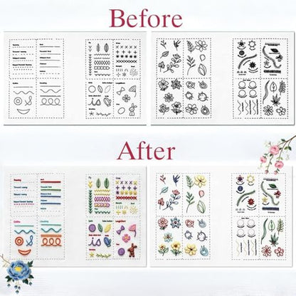 Embroidery Stitch Book Kit for Beginner Adults, 2026 Hand Embroidery Kits with Pre-Stamped Pattern, Complete Sewing Kits, Step-by-Step Guide - Image 4