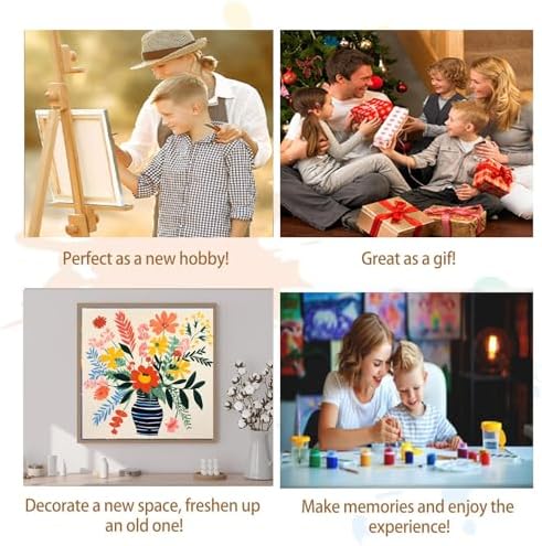 Artunion Framed Paint by Numbers Kit for Adults Beginners & Kids Ages 8-12,Watercolor Flowers Paint by Number with Frame, Floral Abstract Paint by Numbers Kit on Canvas 10 * 10 Inch Without Easel - Image 7