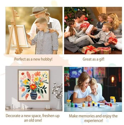 Artunion Framed Paint by Numbers Kit for Adults Beginners & Kids Ages 8-12,Watercolor Flowers Paint by Number with Frame, Floral Abstract Paint by Numbers Kit on Canvas 10 * 10 Inch Without Easel - Image 7