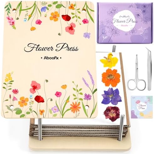 Aboofx Flower Press Kit, Craft Kits 8.6"x6.5" 8 Layers Wooden Flowers Pressing Kit for Crafts Pressed Flowers and Plant for DIY Art, Preservation for Bookmark Frame Wedding Flower Drying by Aboofx