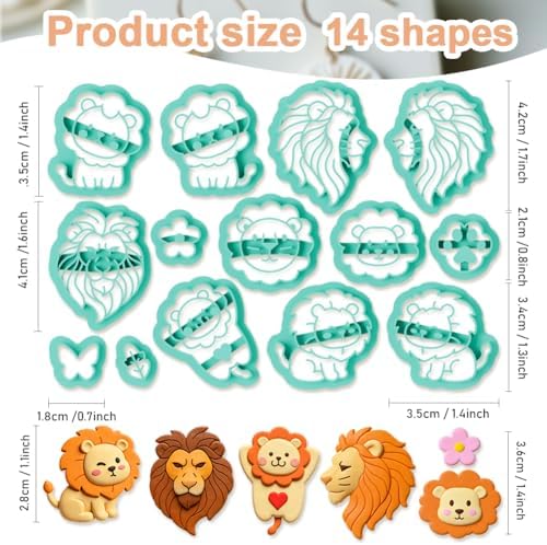 14Pcs Polymer Clay Cutters Lion Ceramics Jewelry Cutters for Animal Themed Polymer Pottery Jewelry Making - Image 2