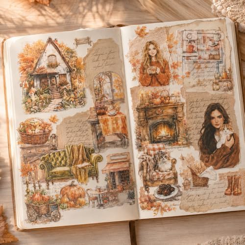 Autumn Stickers for Journaling, 448 Pcs Transparent PET Set - Image 5