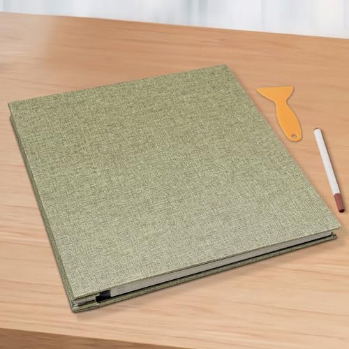 Large Photo Album Scrapbook, Holds 4x6, 8x10 Pictures, Self-Adhesive Pages for Baby, Wedding, Travel & Family Memories, Includes Metallic Pen & Scraper, Light Matcha DIY Memory Book for Gifts - Image 6