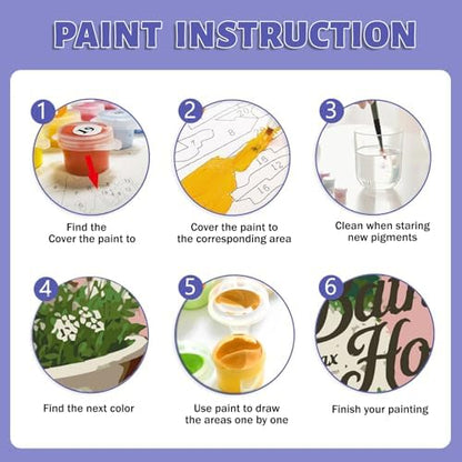 Framed Paint by Numbers Kit for Adults Beginner & Kids Ages 10-13, Bathroom Decor Paint by Numbers with frame, without Easel, DIY Acrylic Number Painting for Adults for Home Decor Gift 8 x 12 Inch - Image 7