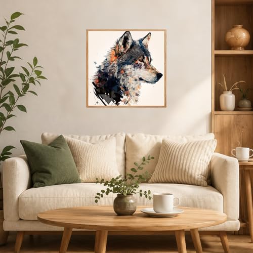 AUKELHJ Framed Paint by Numbers Kit for Adults, Wolf, 10x10 inch - Image 3