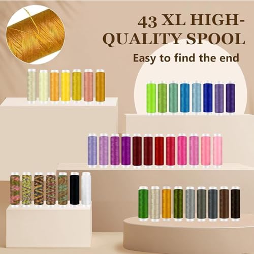 197PCS Sewing Kit for Adults, 43 XL Thread Spool, Beginners with Advanced Large Sewing Sets, Suitable for Travelers, Adults, Children, Beginners, Emergency Items, DIY and Family Sewing Kit - Image 3