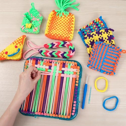 IQKidz Weaving Loom Kit Toys, DIY Arts and Crafts for Kids and Adults, Ideal Gifts for Girls Ages 5 6 7 8-12 13, Easy Potholder Loom Knitting Activity for Beginners, 224 Craft Loops - Image 4