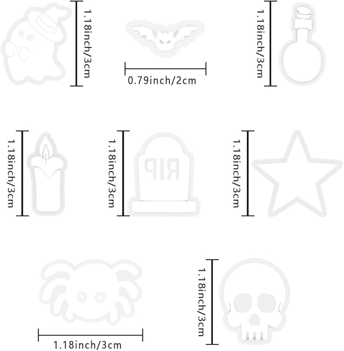 Xaekicr Halloween Polymer Clay Cutters Set – 8Pcs Clay Earring Cutters for Polymer Clay Jewelry, Ghost Bat Skull Pumpkin Shapes Clay Tools and Molds for DIY Crafts
