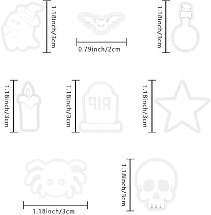 Xaekicr Halloween Polymer Clay Cutters Set – 8Pcs Clay Earring Cutters for Polymer Clay Jewelry, Ghost Bat Skull Pumpkin Shapes Clay Tools and Molds for DIY Crafts