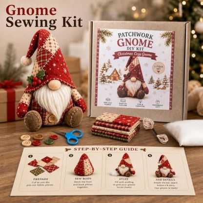 DIY Patchwork Gnome Kit– Create Your Own Adorable Animals,Halloween Christmas GnomeDIY Patchwork Kit,3D Gnome DIY Sewing Project for Adults &Beginners,Handmade Decor Ornament Gift for Craft Lovers - Image 7