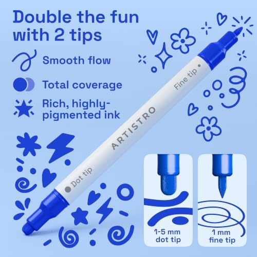 ARTISTRO Blue Tones Dual-Tip Acrylic Paint Marker Pens - Set of 12 - Image 3