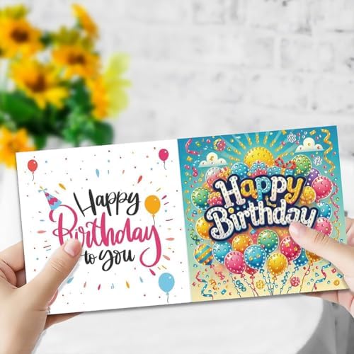 jinglinhh 6pcs Happy Birthday Diamond Art Painting Greeting Cards with Envelopes, DIY Card Making Kits for Adults, Diamond Art Postcards Christmas Cards Craft Gifts - Image 6