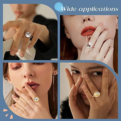 SUNNYCLUE DIY 1 Box 60Pcs Adjustable Ring Base Cabochon Rings Making Kit 30Pcs Finger Rings Blanks Blank Ring Bases Tray 30Pcs 12mm Flat Round Glass Cabochons for Jewelry Making Kits Crafts Supplies - Image 6