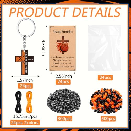 Suncalla 984 Pcs 24 Set Basketball Cross Keychain Making Kit DIY Bag Bead - Image 2