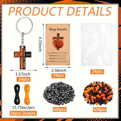 Suncalla 984 Pcs 24 Set Basketball Cross Keychain Making Kit DIY Bag Bead - Image 2