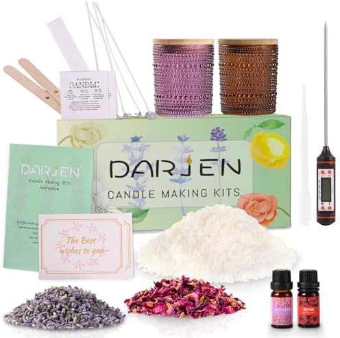 DARJEN Candle Making Kit for Beginners, 2 Jars Soy Wax Scented DIY Set by DARJEN