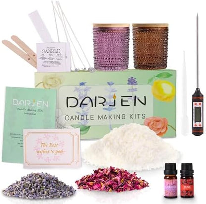 DARJEN Candle Making Kit for Beginners, 2 Jars Soy Wax Scented DIY Set by DARJEN