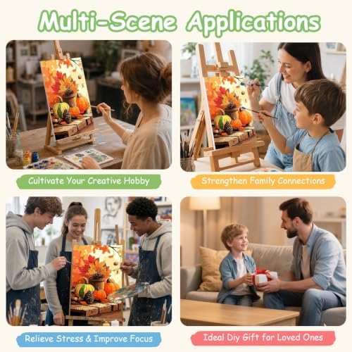 Spandrel Pumpkin Framed Paint by Numbers Kit for Adult, Halloween Adult Paint by Number Kits on Canvas, DIY Acrylic Oil Easy Autumn Painting by Numbers Fall for Home Wall Decor, 8x12in - Image 5