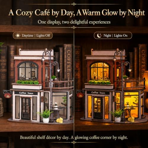 DIY Coffee Shop Book Nook Kit for Adults with LED Lights - Image 4