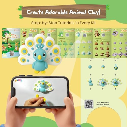 Air Dry Clay Kit, 12 Animals Modeling Clay for Kids, Model Magic Clay with Sculpting Tools, Safe & Non-Toxic, DIY Arts & Crafts School Projects, Home Party Favors (Clay Animals Kingdom kit) - Image 3