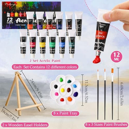 Cholemy 36 Pcs Paint and Sip Kit Gift for Adults 8''x10'',Sunset Style - Image 4