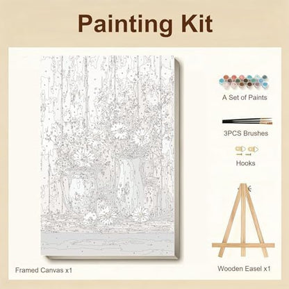 Gemozaic Framed Paint by Numbers Kit for Adults, Vintage Flowers Paint by Numbers with Frame & Easel, Rustic DIY Number Painting for Gift, Home, Office, Wall Decor, 8 x 12 Inch - Image 5