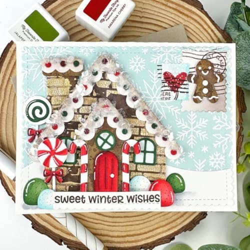 Scrapbooking Die-Cuts, Christmas Metal Cutting Dies for Card Making, Paper Craft Punch Template, Background Embossing Stencils, DIY Album Décor(Christmas Candy House-12.3x14.1cm) - Image 5