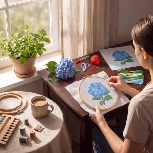 XunYee 26 Pcs Hydrangea Needlepoint Kit for Beginners Adults Starters - Image 5