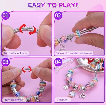 VICTLOV Charm Bracelet Making Kit, DIY Craft for Girls, Unicorn/Mermaid Crafts Gifts Set for Arts and Crafts for Girls Teens Ages 5-12 - Image 4