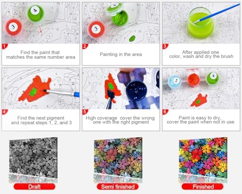 TUMOVO Paint by Numbers Kit for Adults Beginner Flower Botanical Art - Image 6
